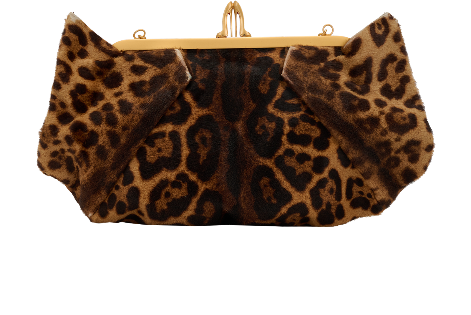 Leopard Print Clutch, &pound;375, Handbags, Brown, Pony / Calfhair, Back view